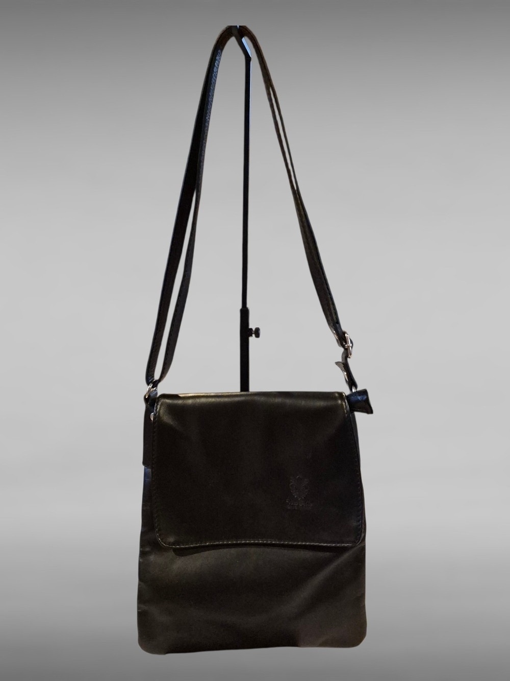 Vera Pelle Soft Black Leather  Crossbody Messenger Bag
